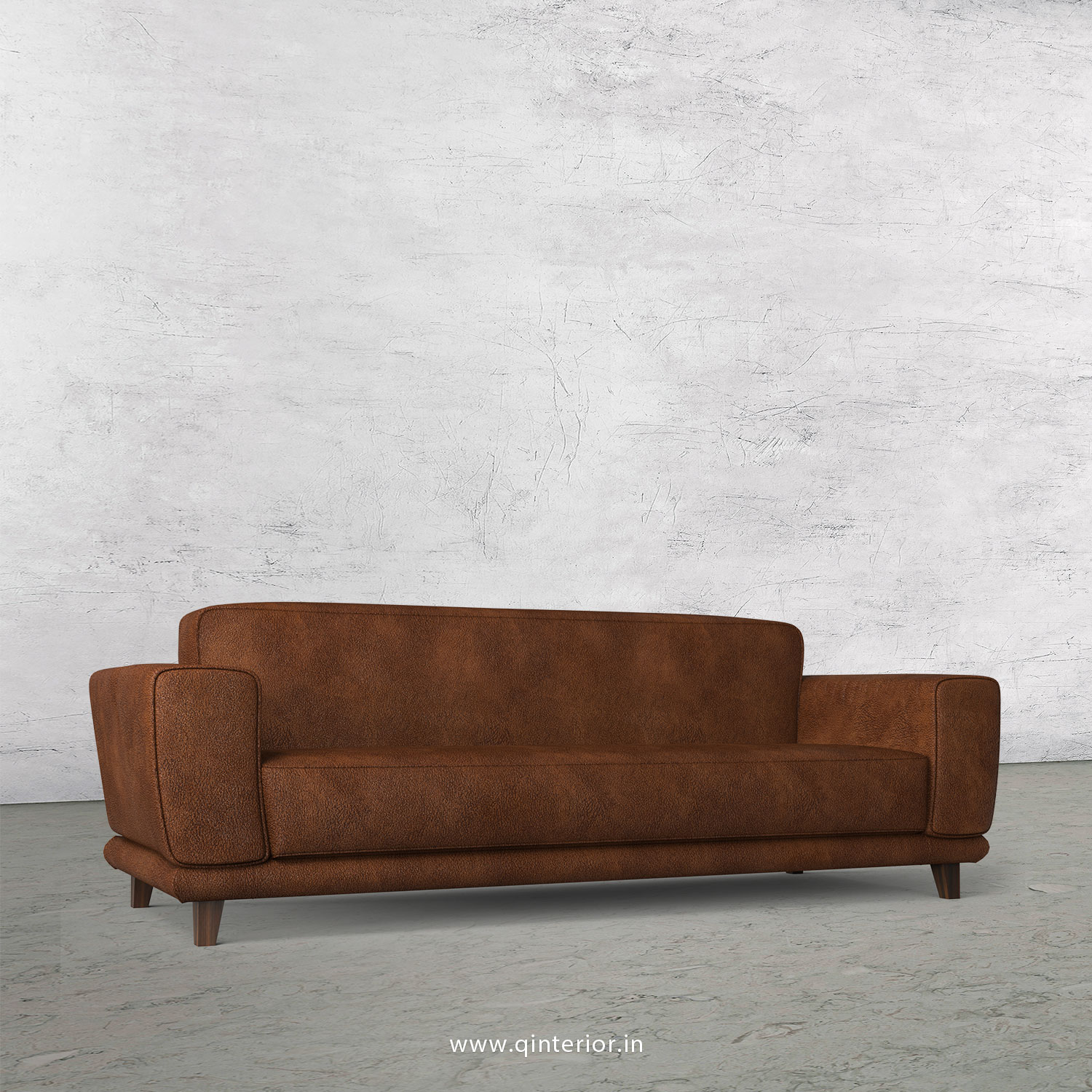 Avana 3 Seater Sofa in Fab Leather Fabric - SFA008 FL09 in Brown color ...